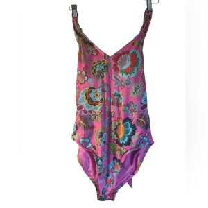 Jessica Simpson Lined Floral Swimsuit Color Hot Pink With Flowers